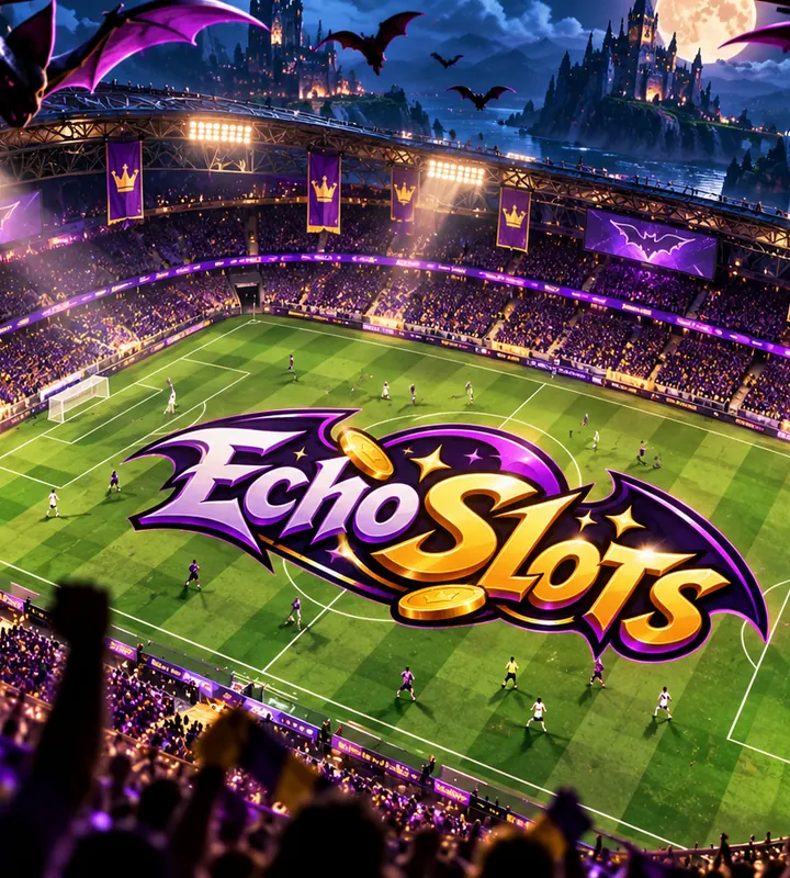 Floodlit football stadium at night with the logo painted on the pitch